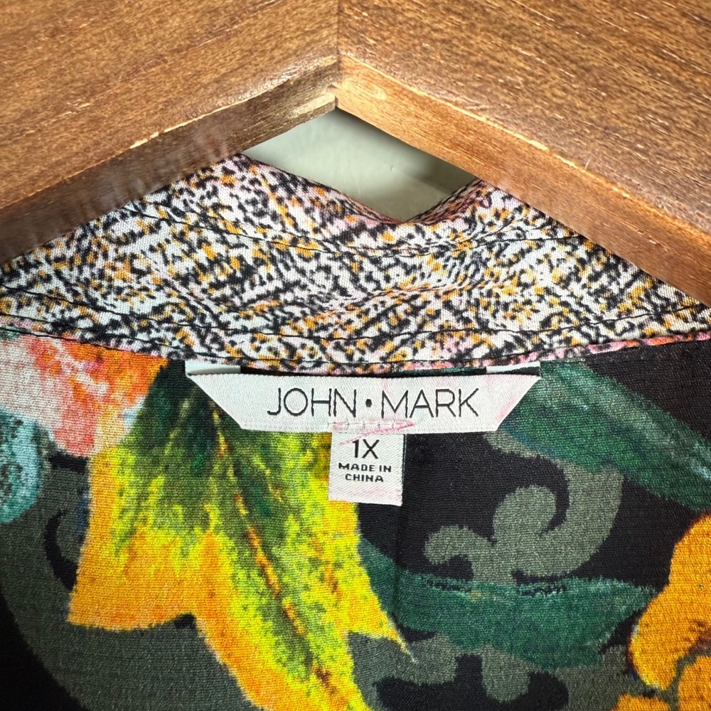 John Mark Multicolor Floral Patchwork Button Down… - image 4